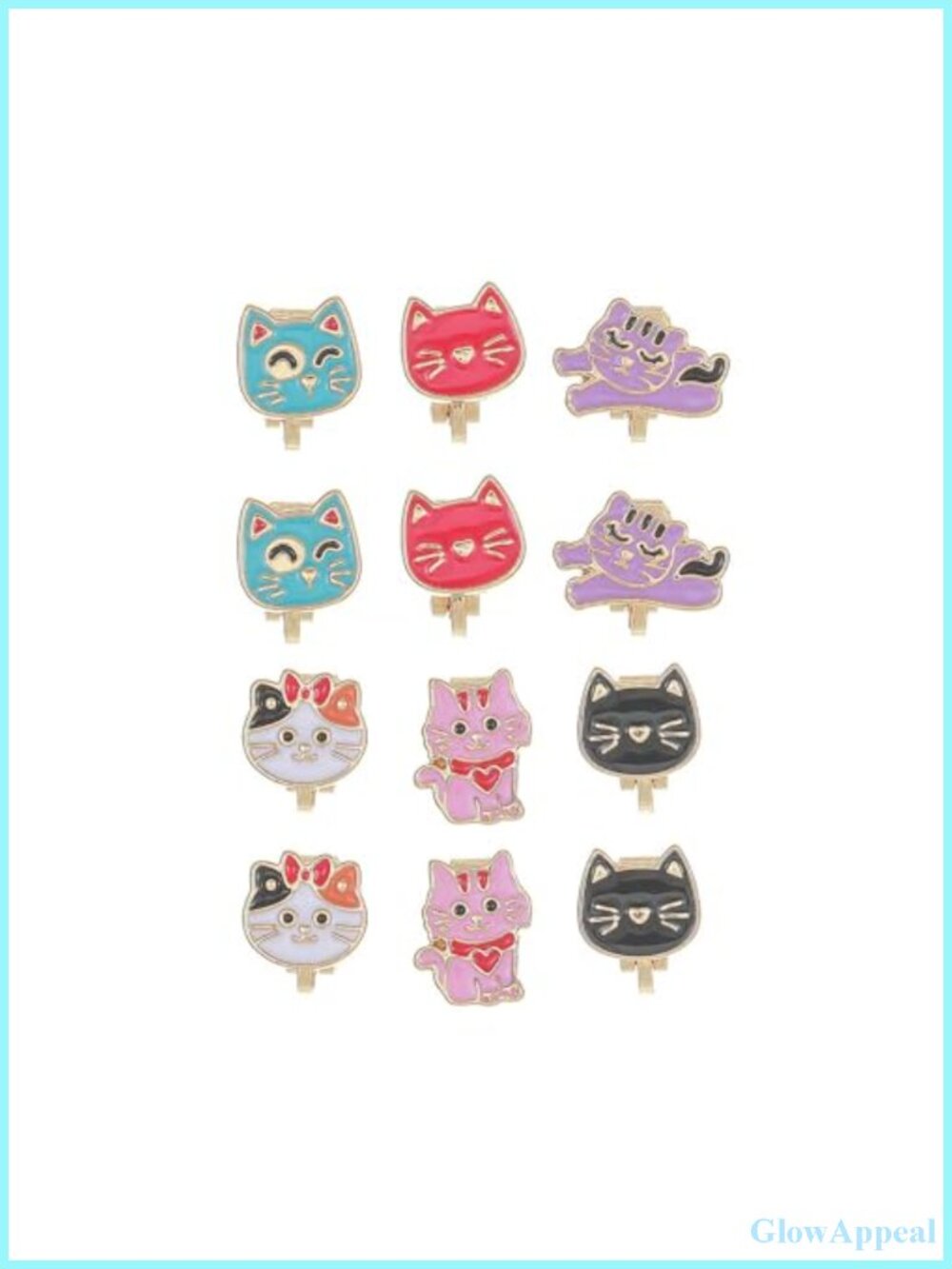 6 Pairs Cute Animal Cat Dinosaur Clip On Earrings Non Pierced Enamel for Women